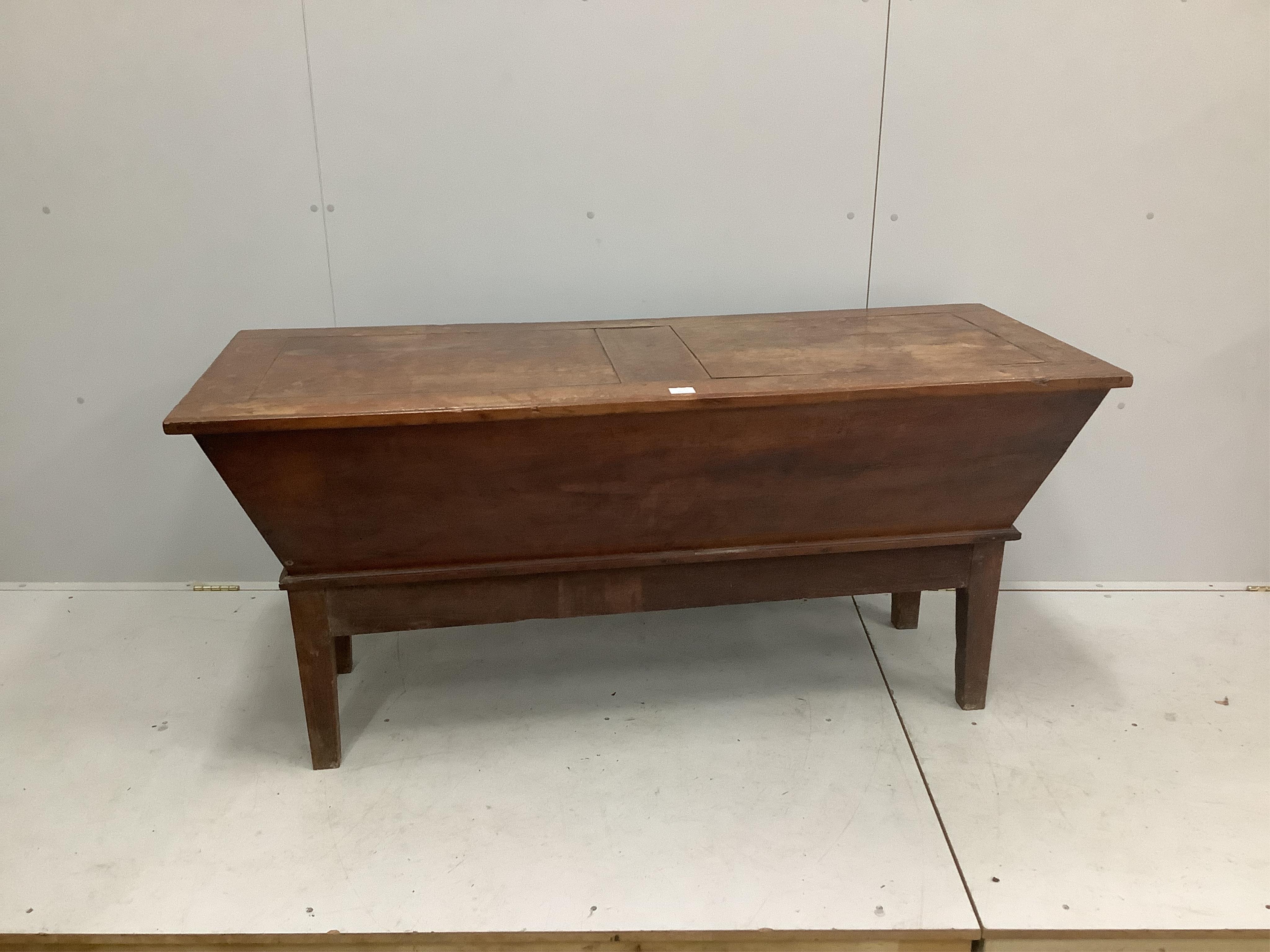 A fruitwood dough bin, c.1800, width 157cm, depth 63cm, height 72cm. Condition - fair